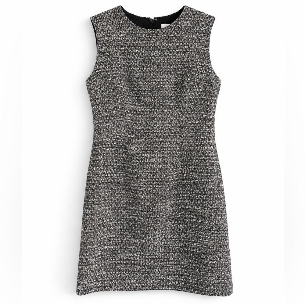 Adam Lippes Black White Tweed Sheath Dress Sleeveless Size 12